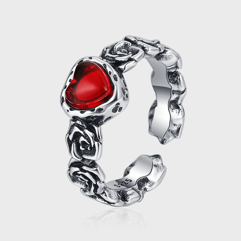 Vintage Silber Rose Herzring