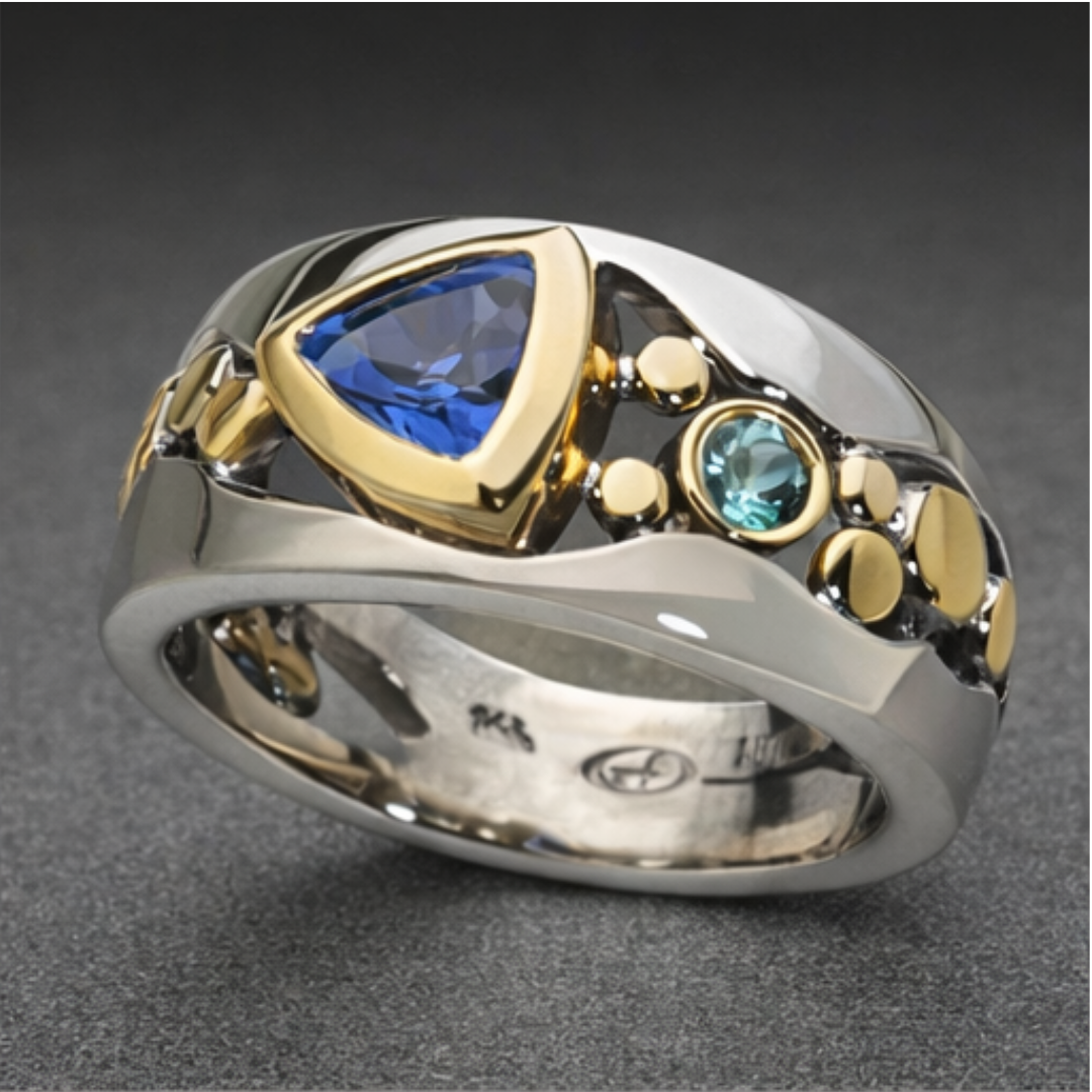 Dual Tone Saphir Wappenring