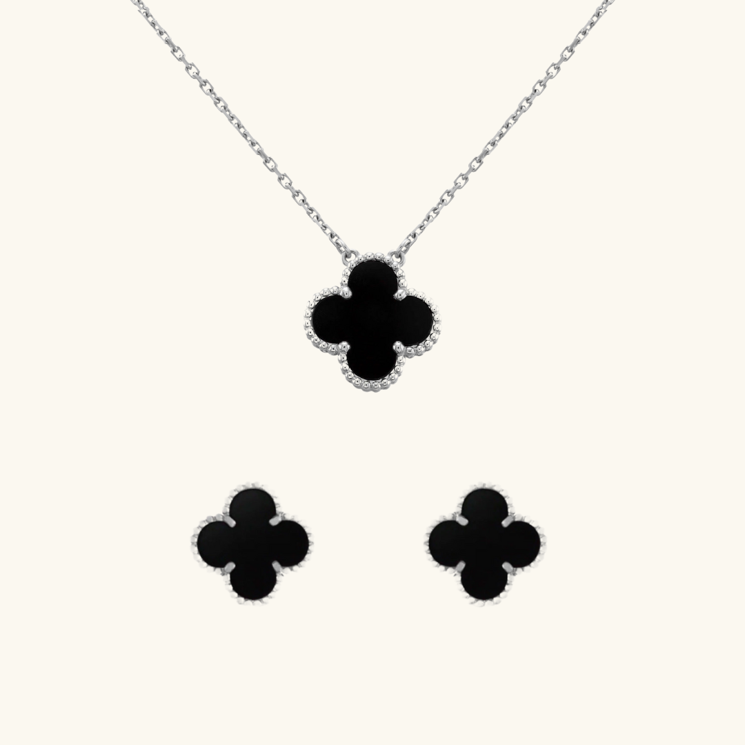 CLOVER | Schmuckset Silber Schwarz 2-Bundle