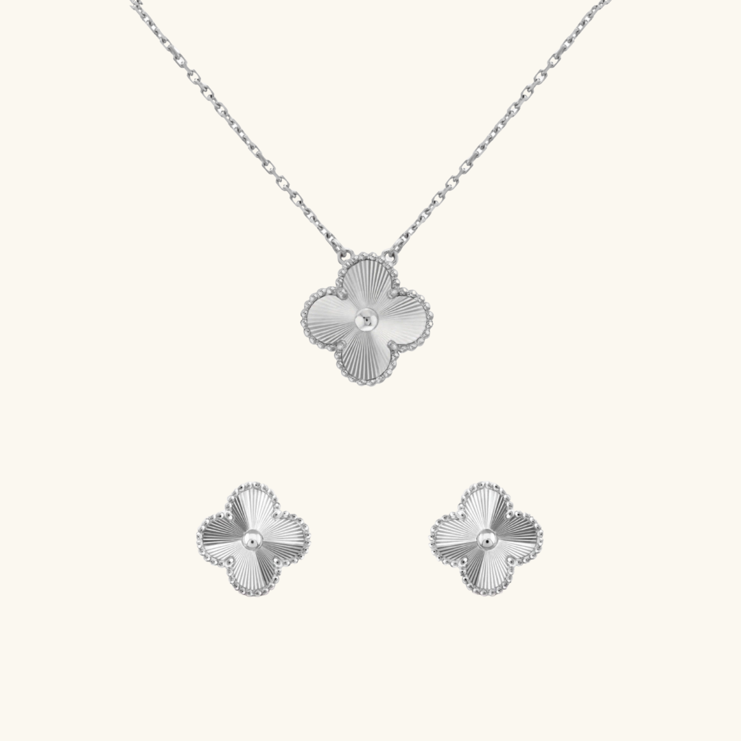 CLOVER | Schmuckset Silber Guilloché 2-Bundle