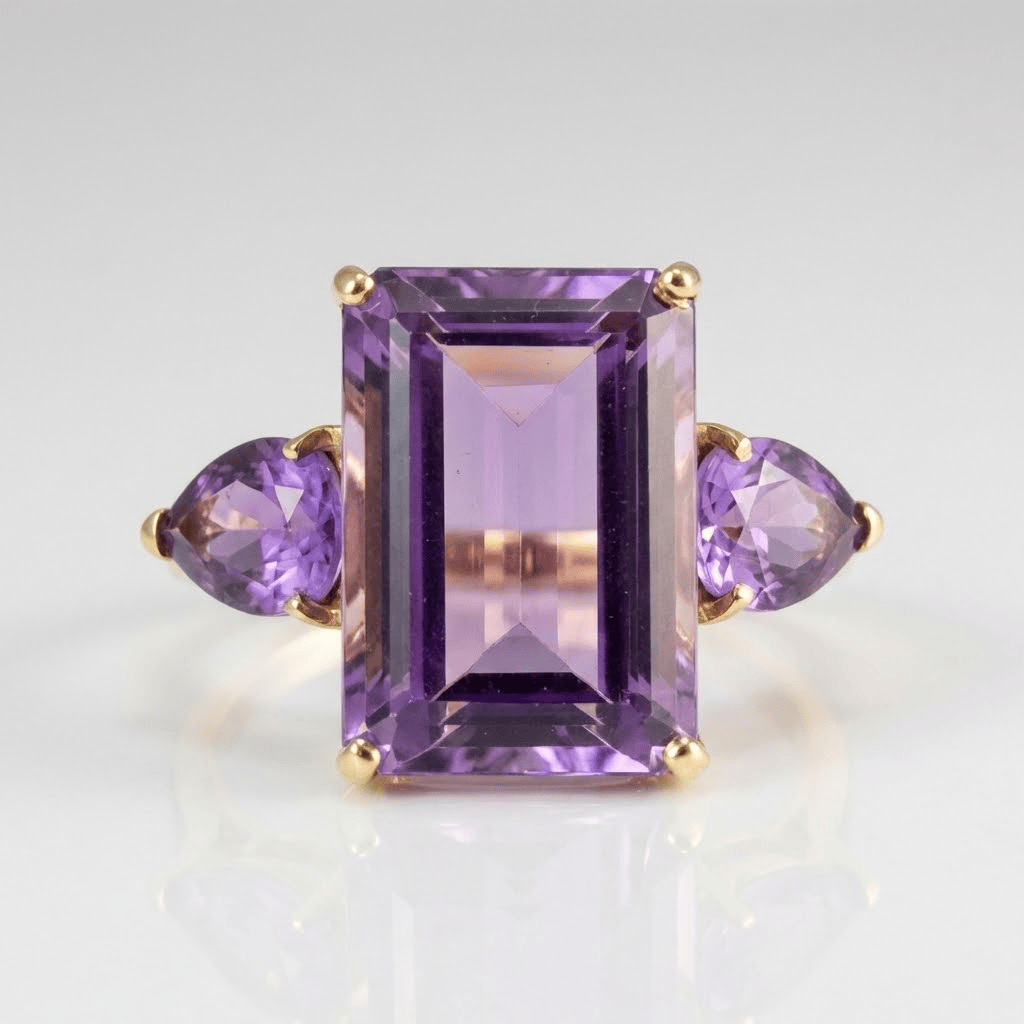 Amethyst-Turmalin-Kristall-Goldring