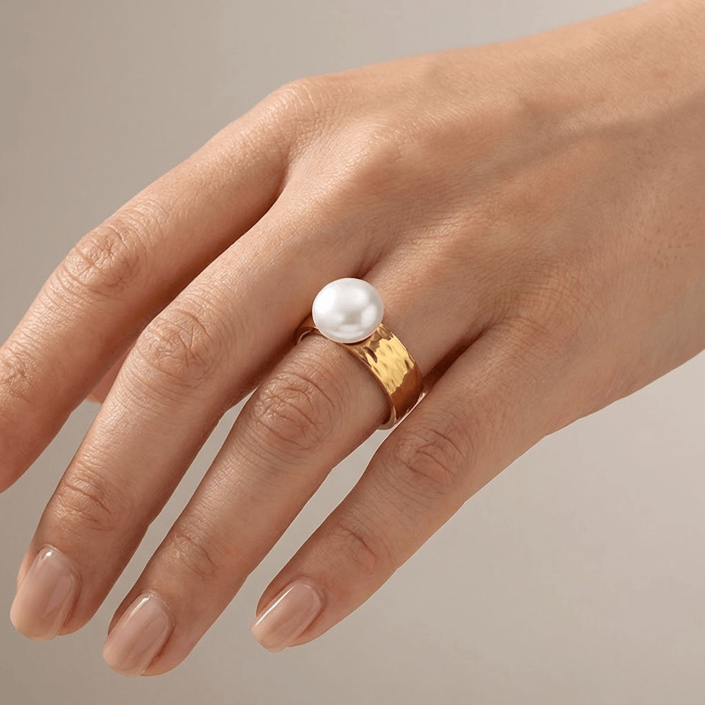 Goldene Perle Vintage Ring