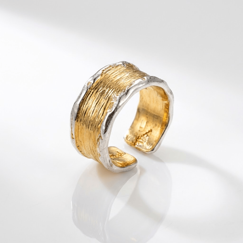 Handgemachter Gold-Silber Zwei-Ton Ring
