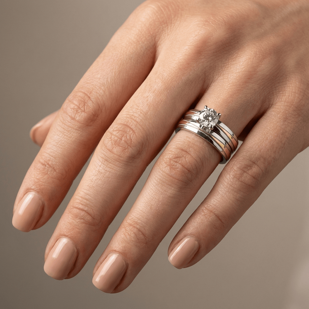 Silber Gold Streifen Kristallring