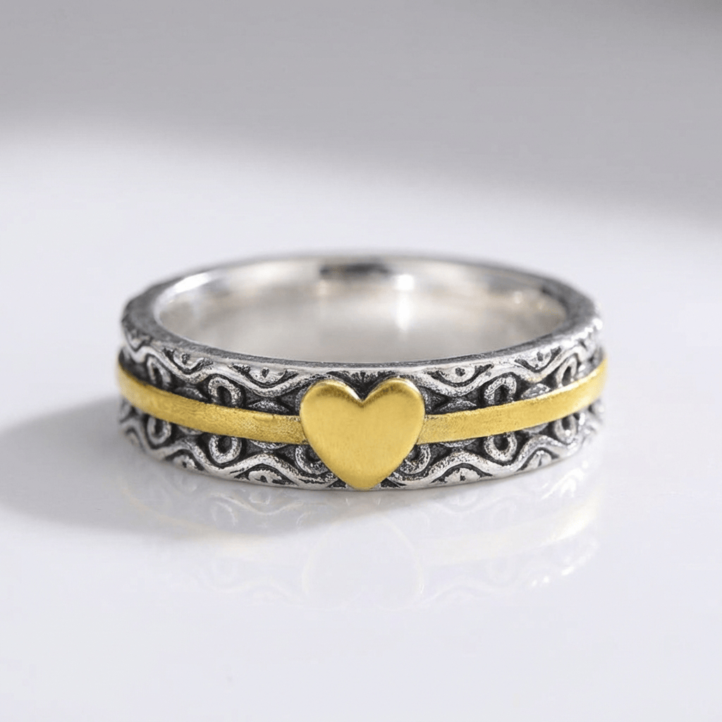 Handgefertigter Goldherz-Bandring