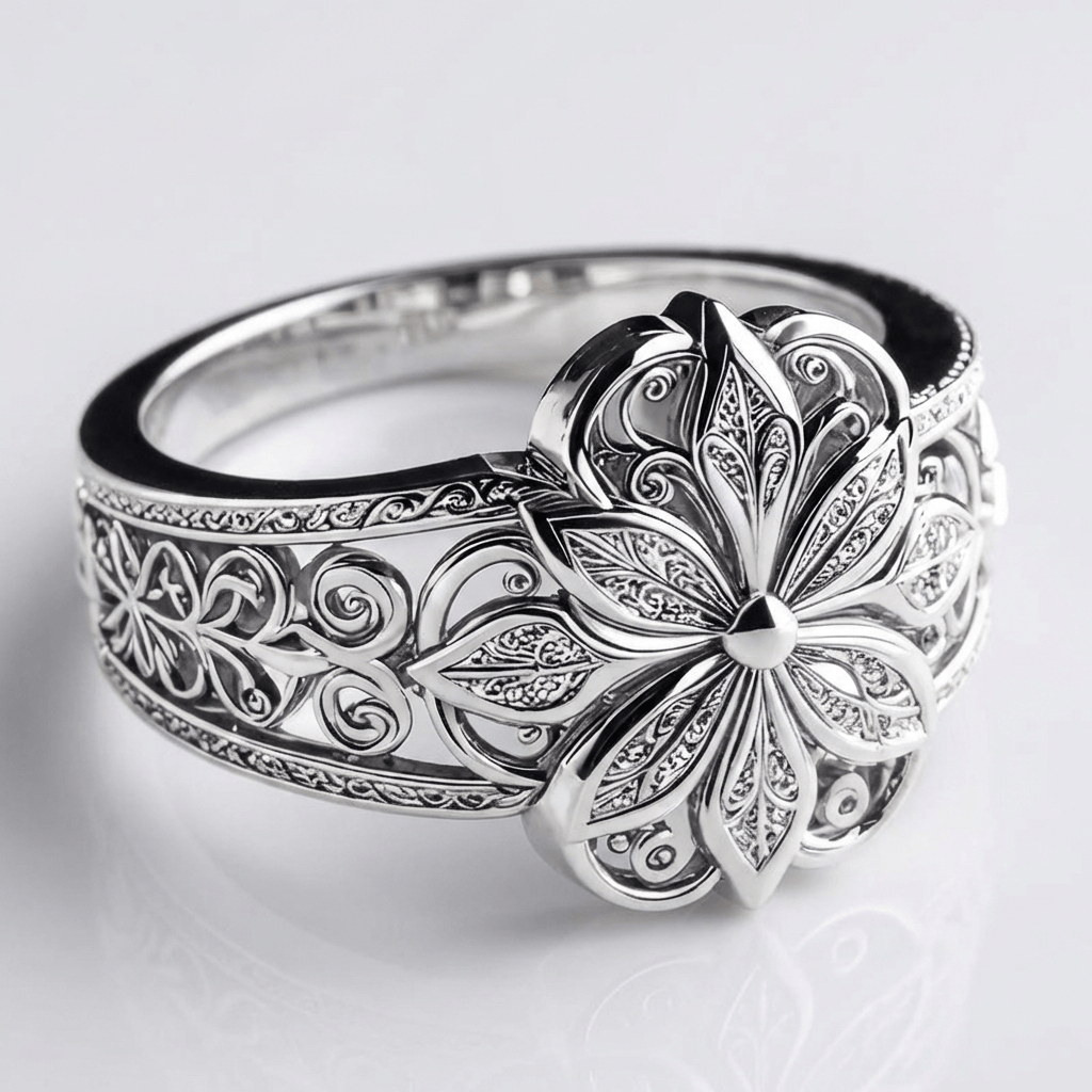Silberner Blüten-Zirkonia-Ring