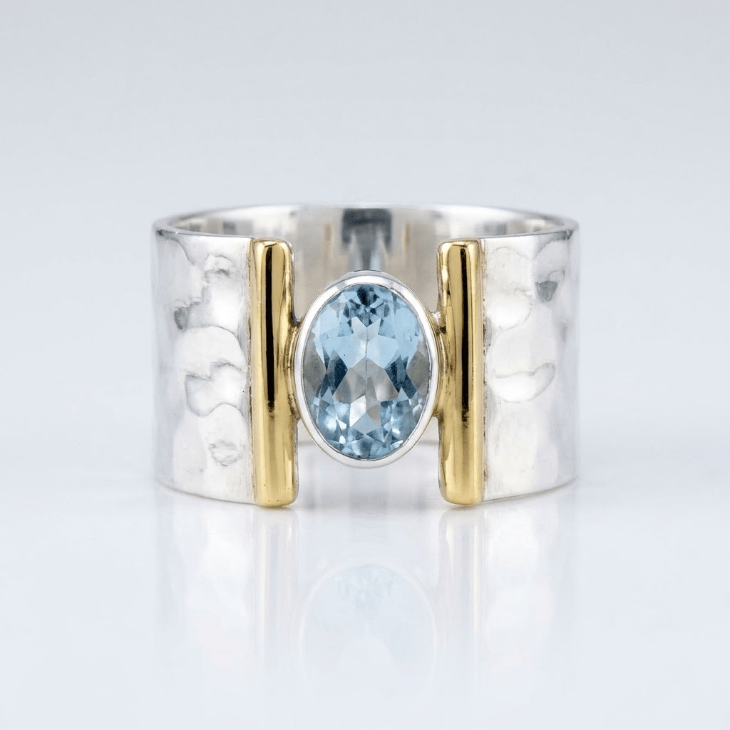 Silber Gold Topas Moderner Ring