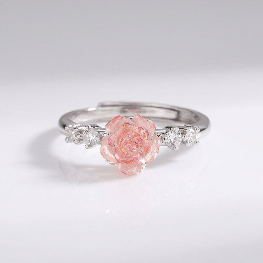Weißgold Rose Zirkonia Ring