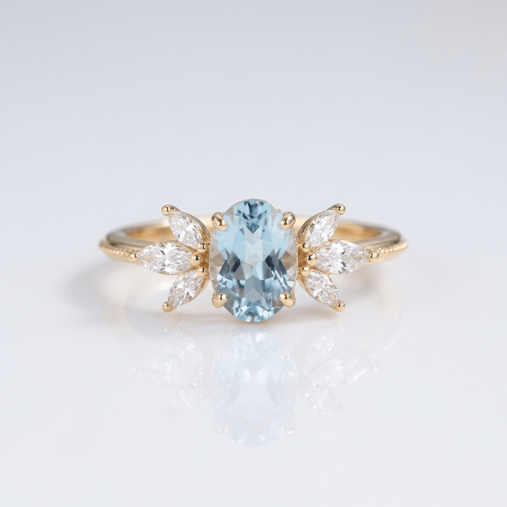 Gold Aquamarin Marquise Ring