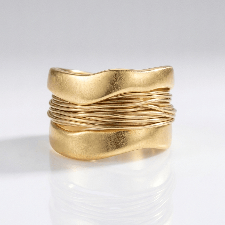 Handgefertigter Silber-Gold-Draht-Wickelring