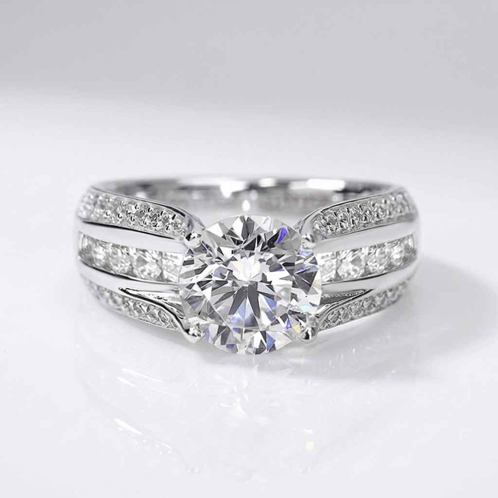 Silber Inlay Zirkonia Pavé Ring