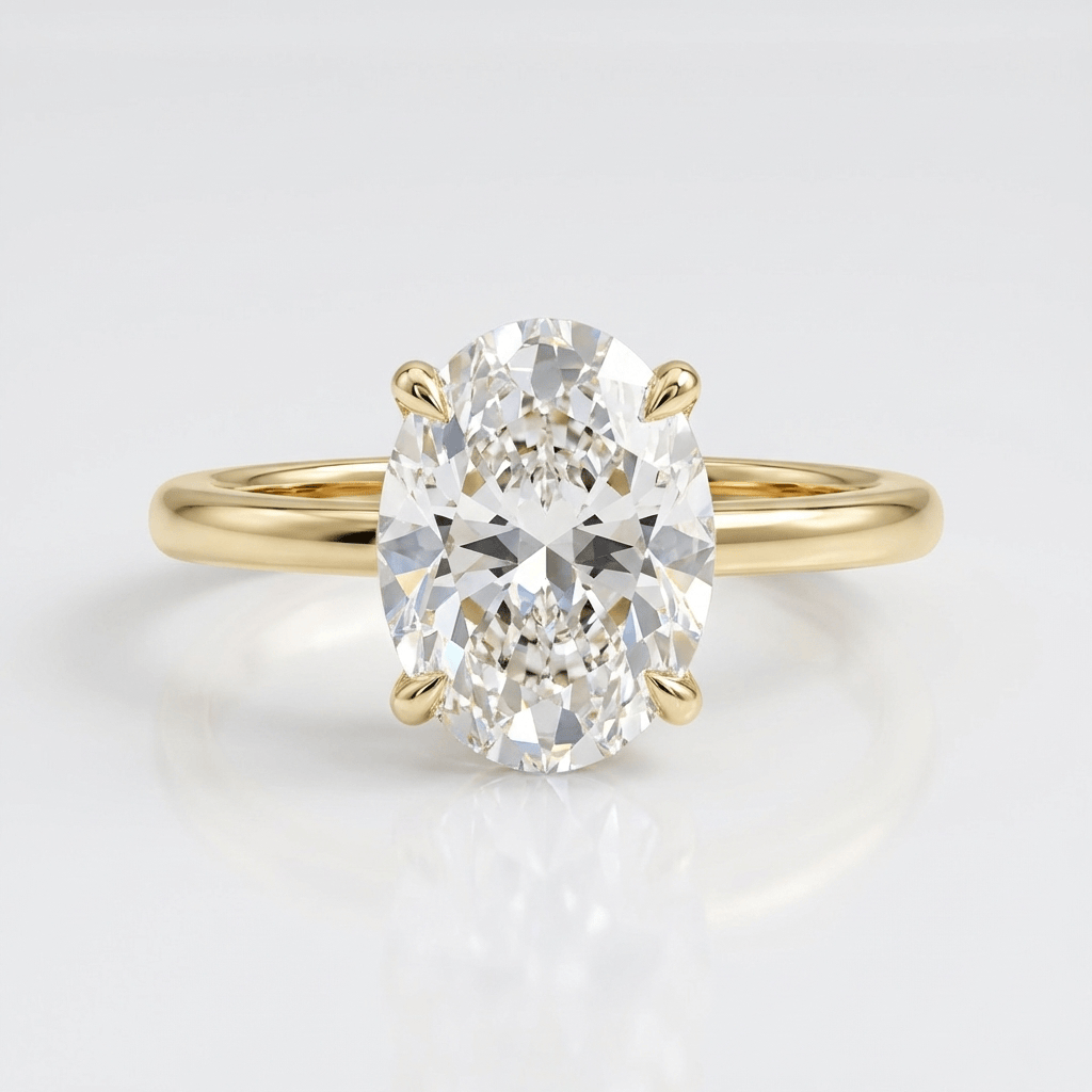 Gold Oval Zirkonia Solitär Ring