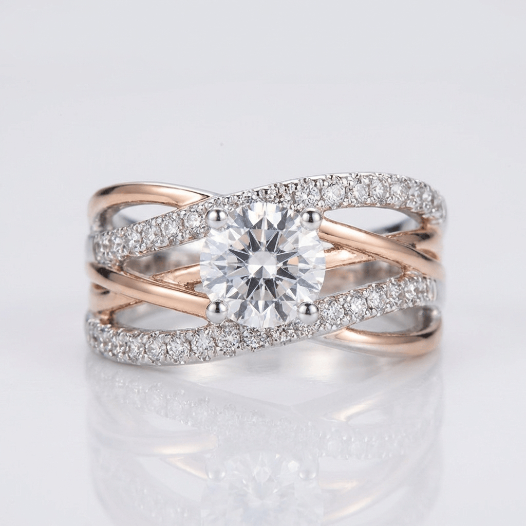 Roségold Zirconia Crossover Ring
