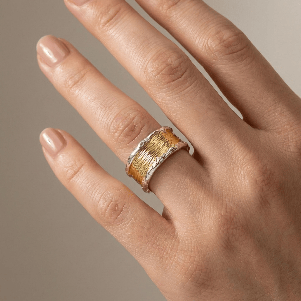 Handgemachter Gold-Silber Zwei-Ton Ring