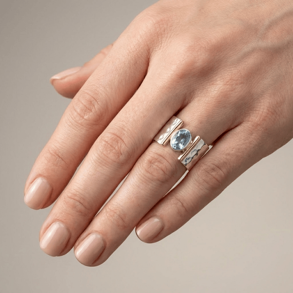 Silber Gold Topas Moderner Ring