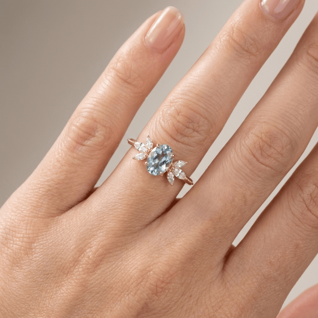 Gold Aquamarin Marquise Ring