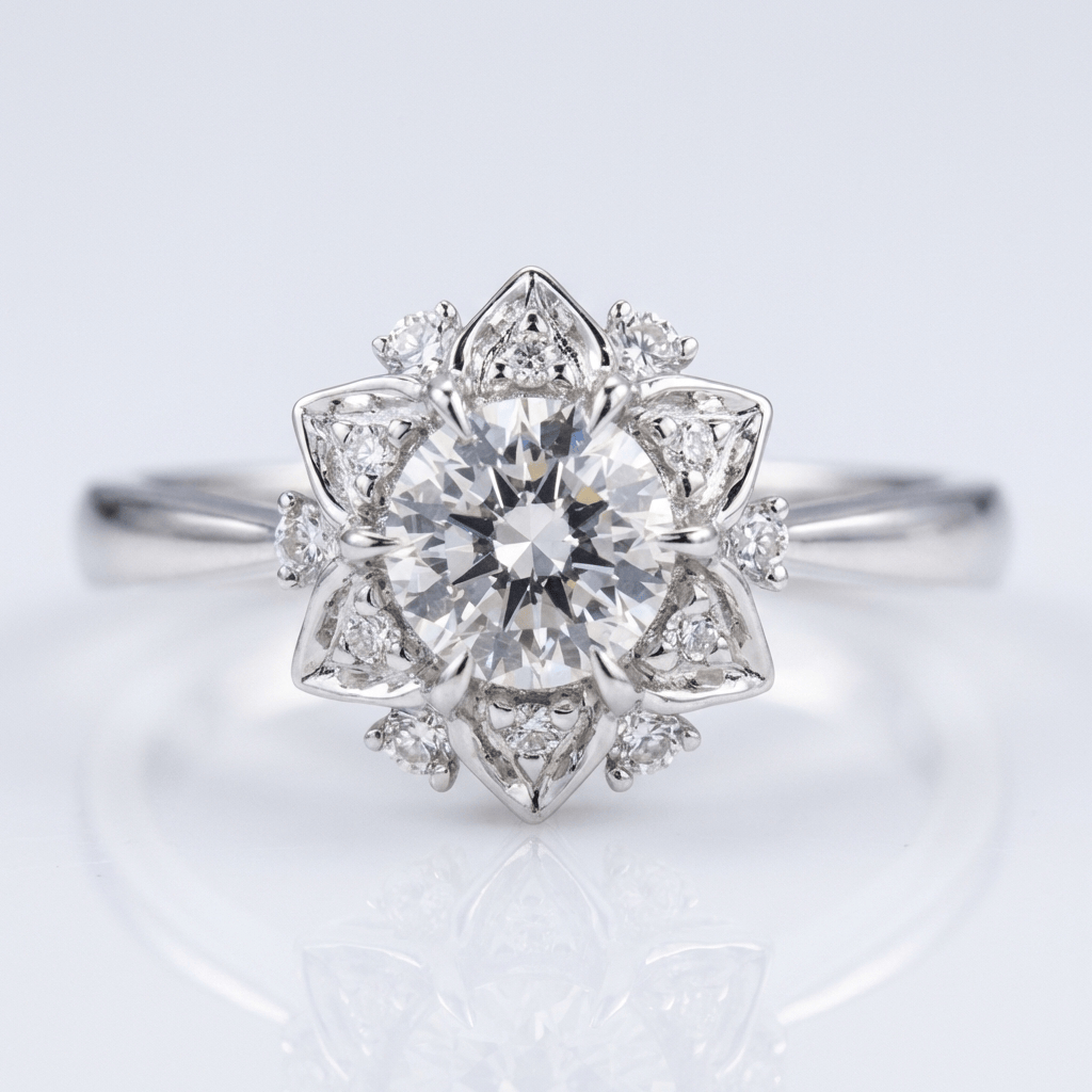 Silberner Zirkonia Lotus Licht Ring