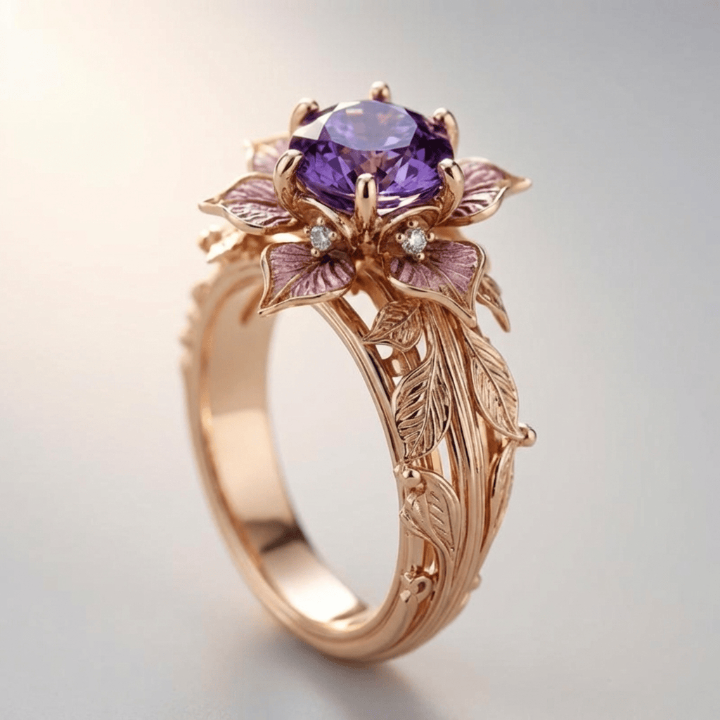 Gold Lila Flora Ring