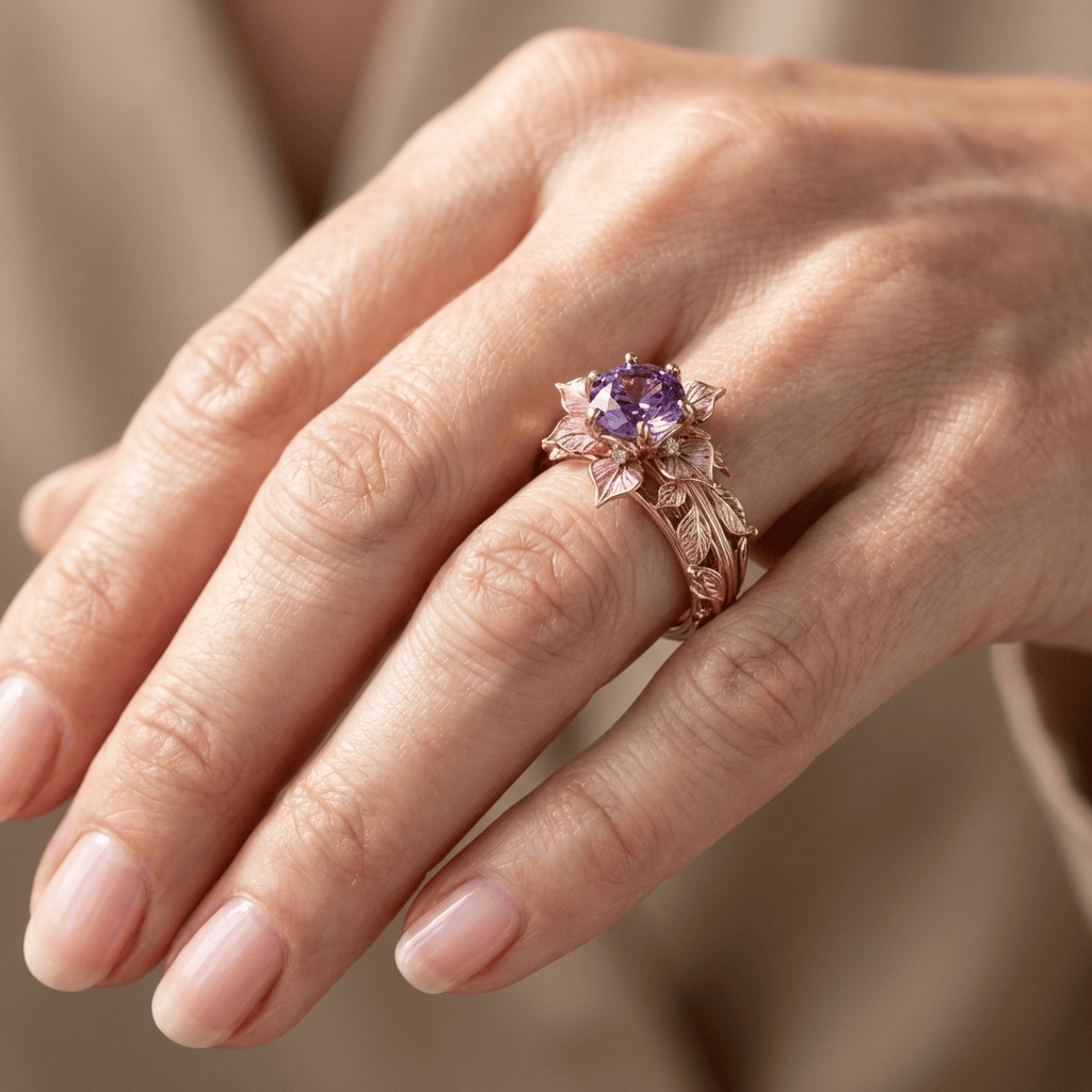 Gold Lila Flora Ring