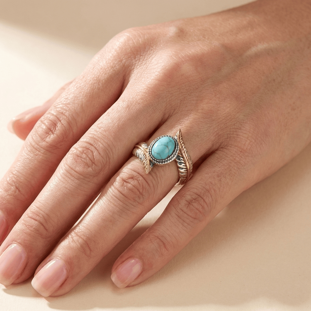 Silber Gold Türkis Bohemian Ring