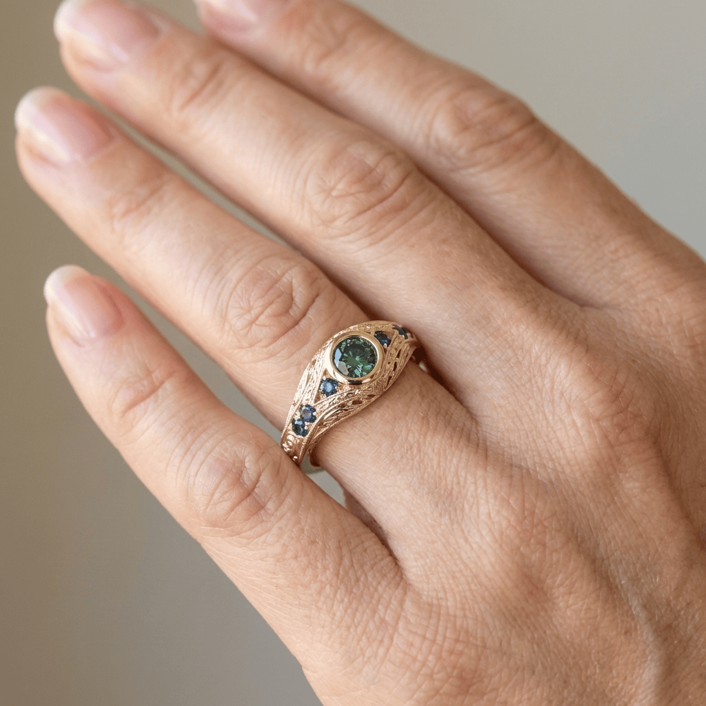 Gold Opal Saphir Vintage Ring