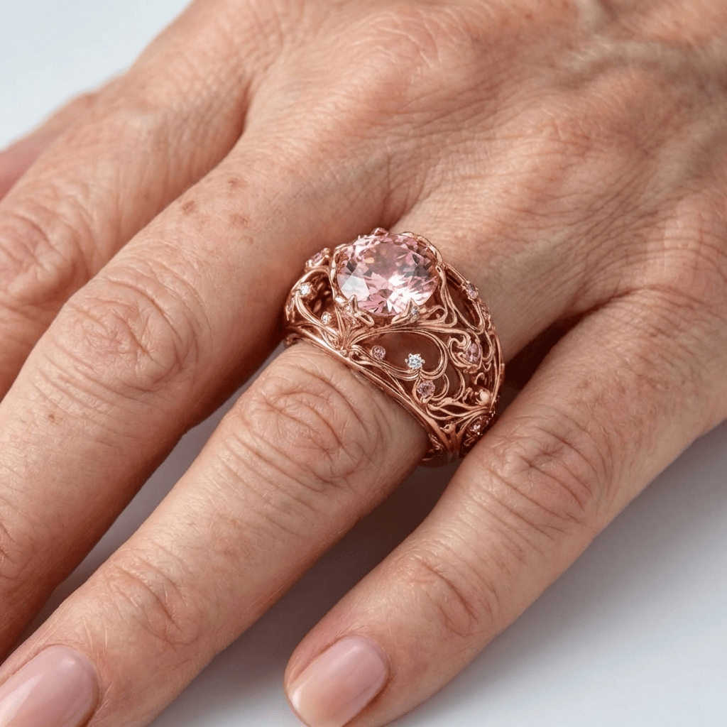 Rosegoldene Turmalin Ornate Ring