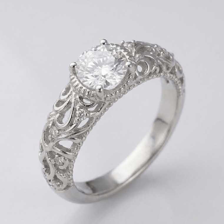 Silberner Kissen-Zirkonia Vintage-Ring