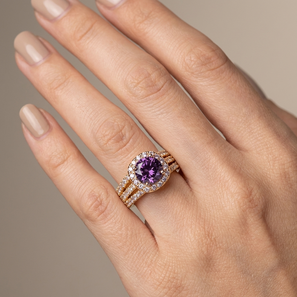 Gold Amethyst Kristallring
