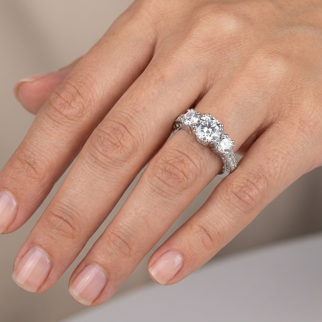 Silberner Trinity Zirkonia Ring