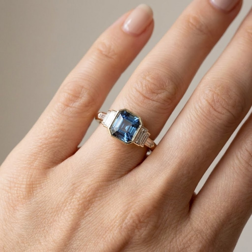 Blauer Saphir Festungsring