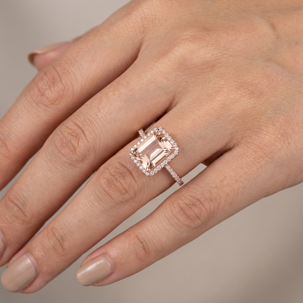 Pfirsichblüten Morganit Ring