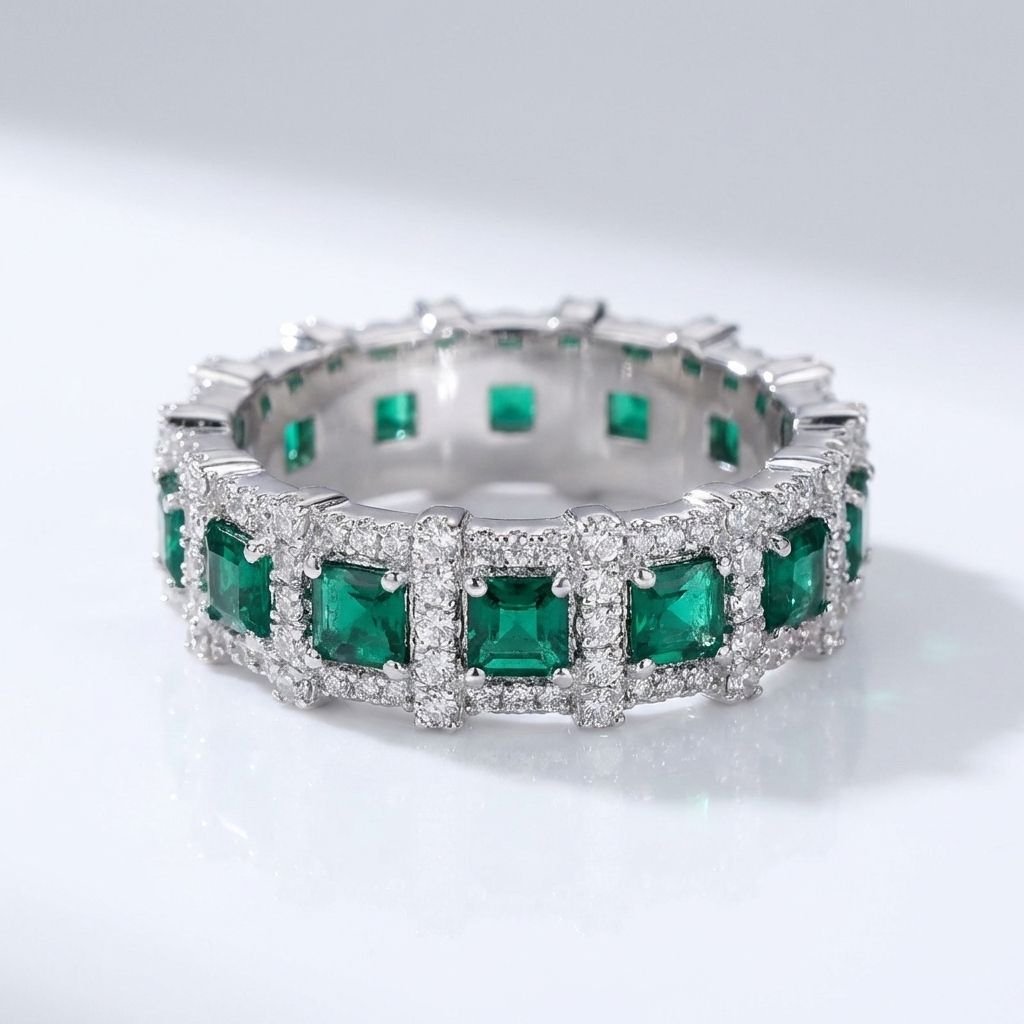 Grüner Kristalle Ewigkeit Ring