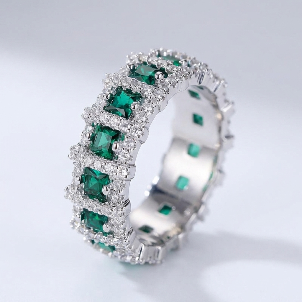 Grüner Kristalle Ewigkeit Ring