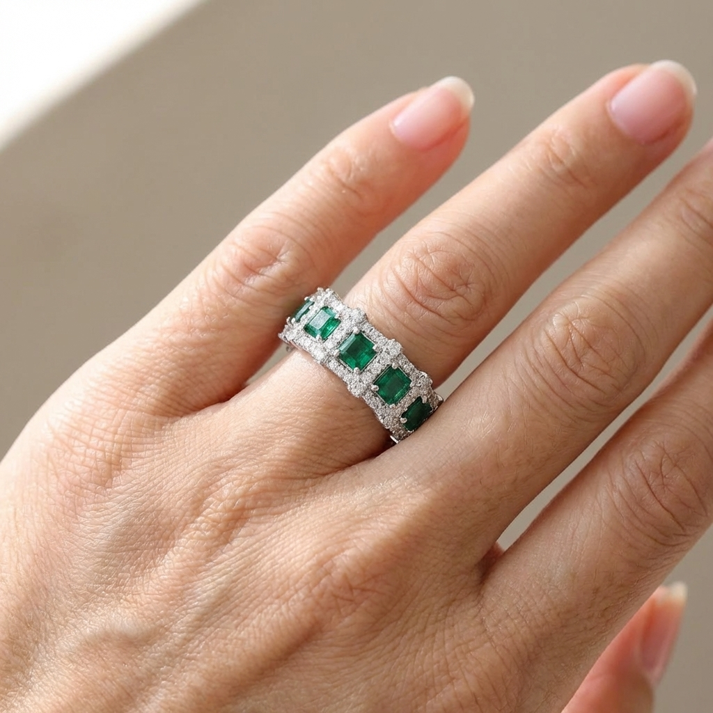 Grüner Kristalle Ewigkeit Ring