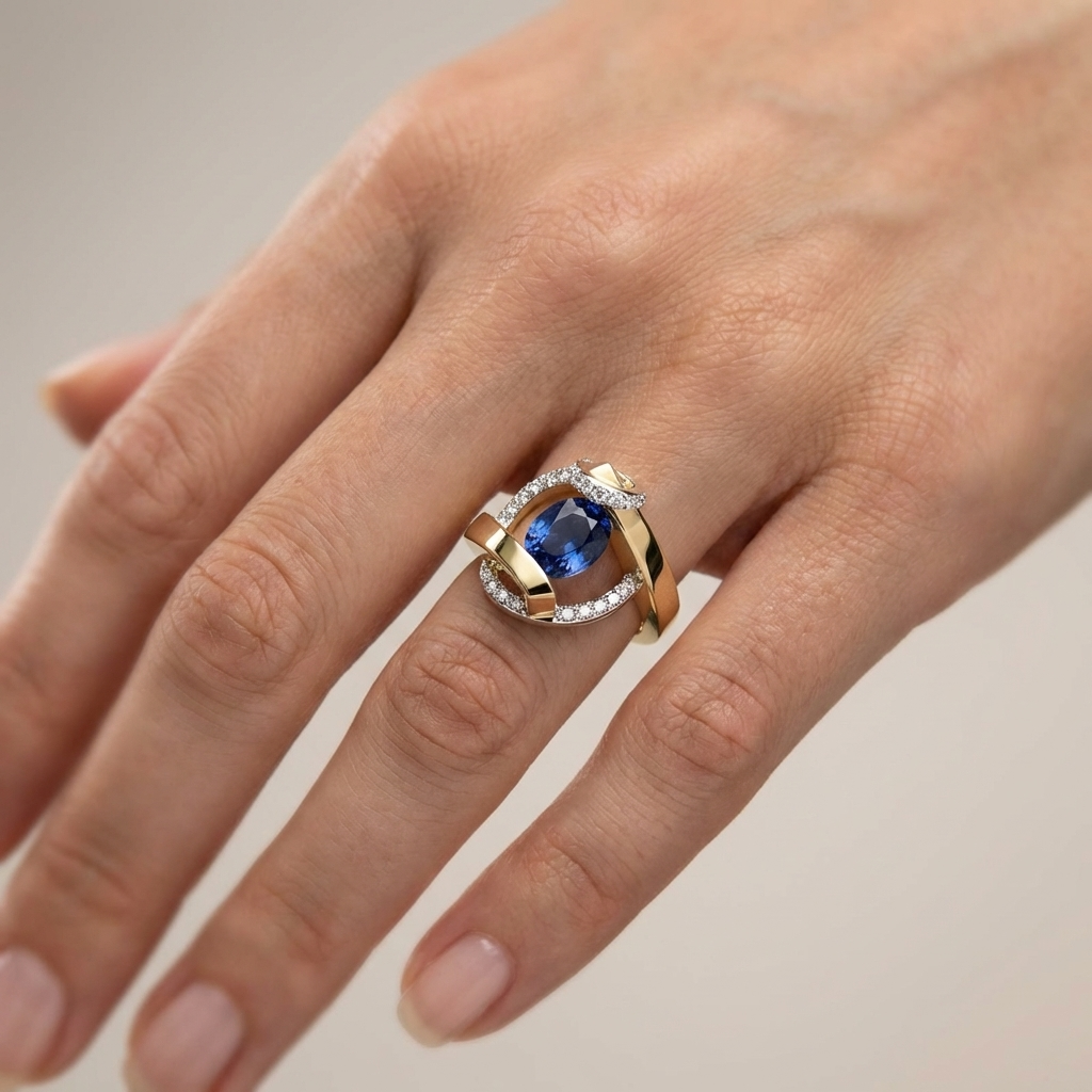 Blauer Zirkonia Orbit Ring