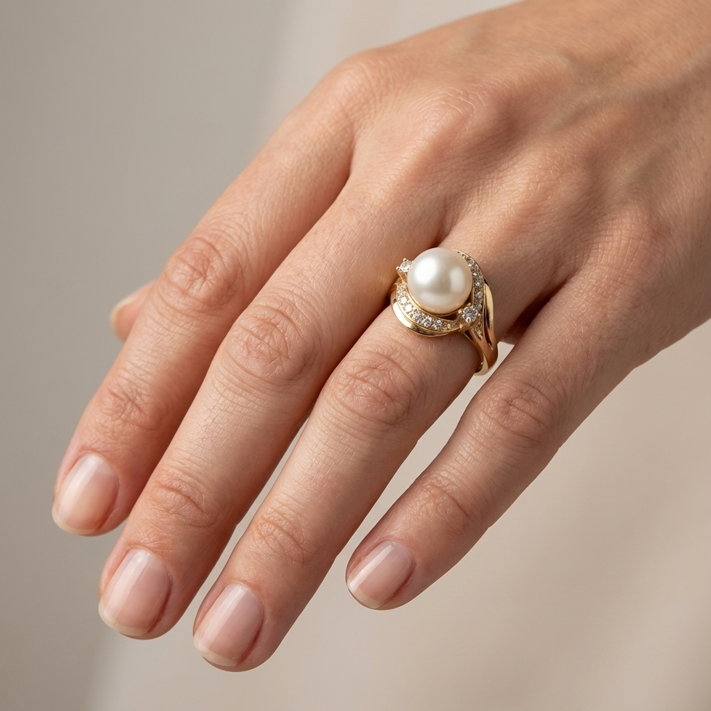 Goldene Perle Klassischer Ring