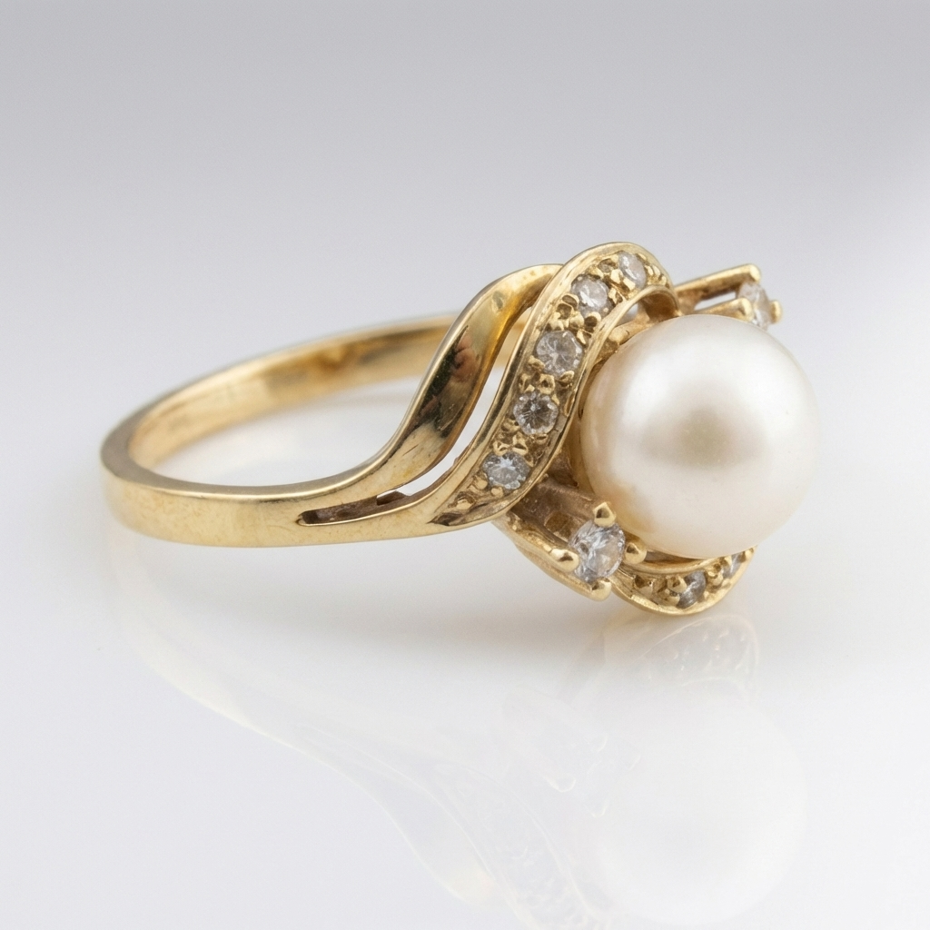 Goldene Perle Klassischer Ring