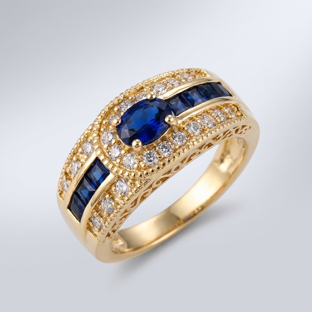 Blauer Empire Eleganter Ring