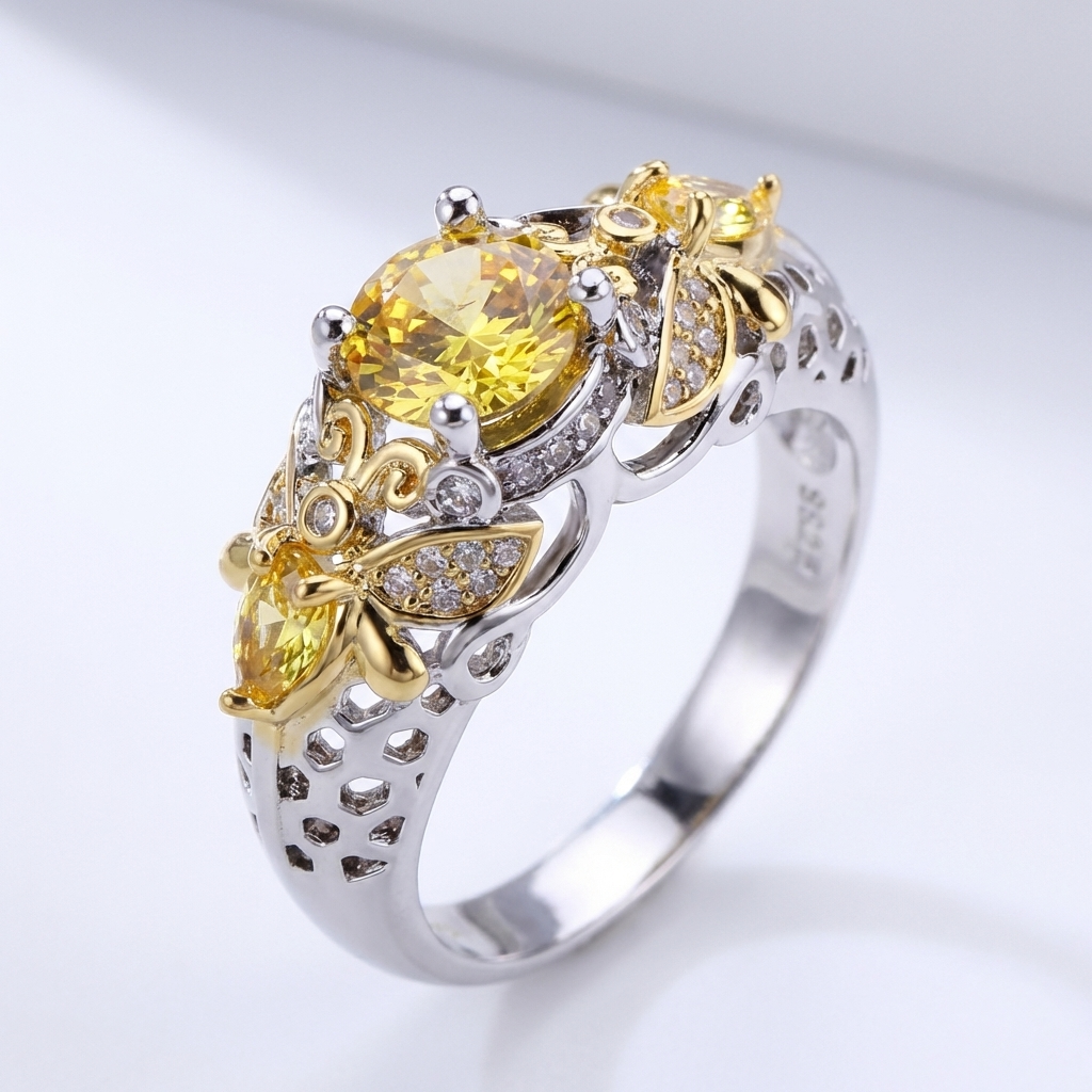 Goldene Blütenkrone Ring