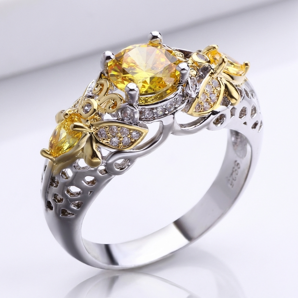 Goldene Blütenkrone Ring