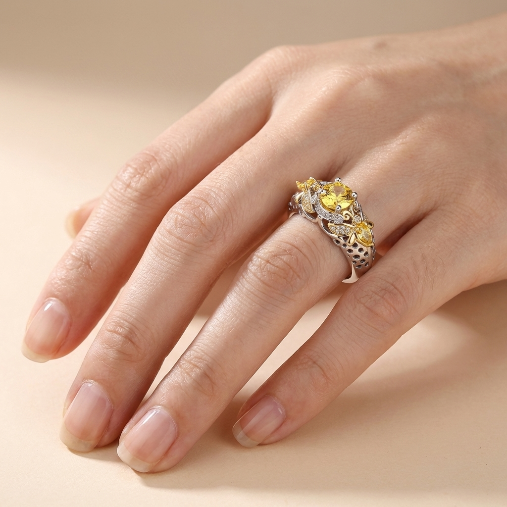 Goldene Blütenkrone Ring