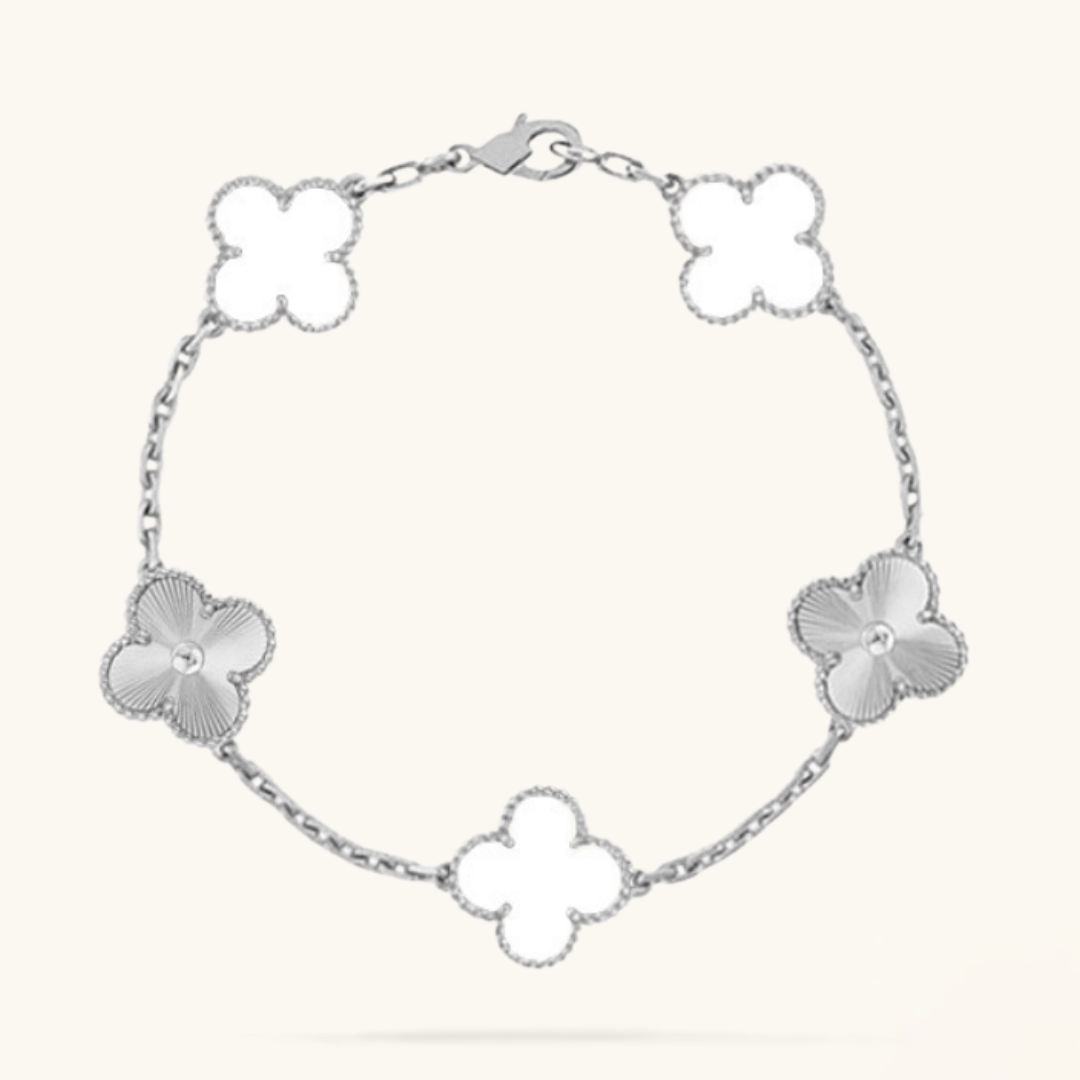 CLOVER | Armband Weiß/Silber