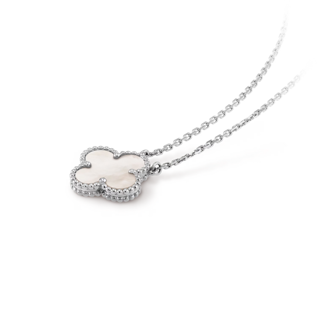 CLOVER | Halskette Weiß/Silber