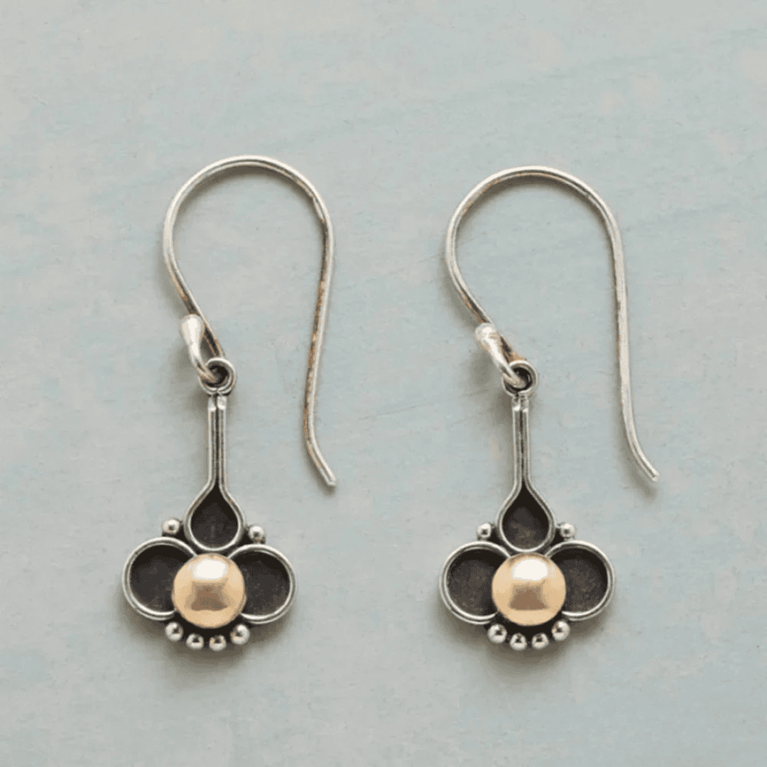 Boho Kleeblatt Perlen Silber Ohrringe