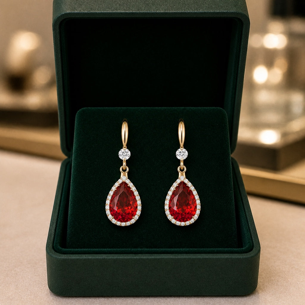 Ruby Tropfen Ohrringe aus Roségold