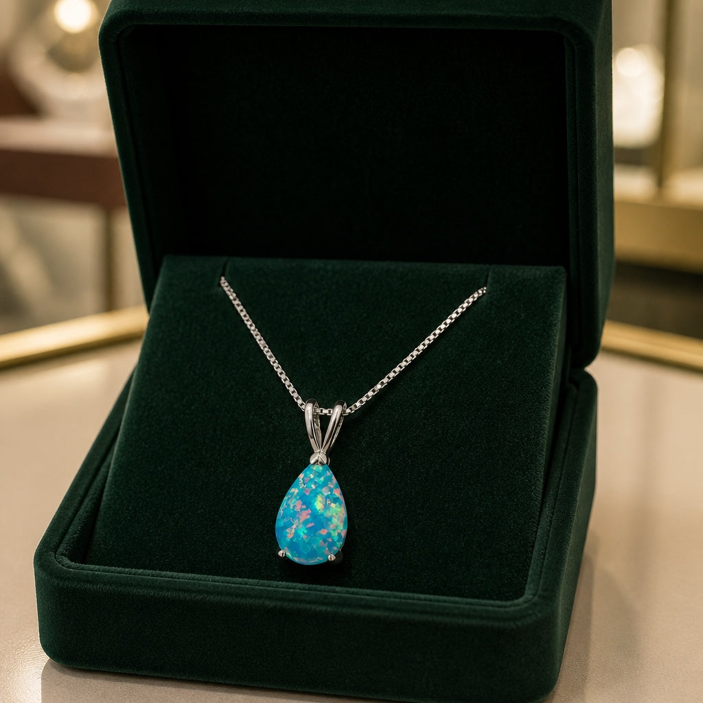 Azure Opal Tropfen Halskette