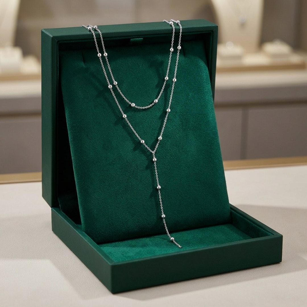 Goldene doppellagige lange Quastenperlenkette