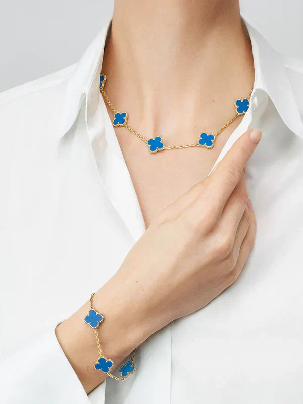 CLOVER | Halskette 10-Motiv Blau