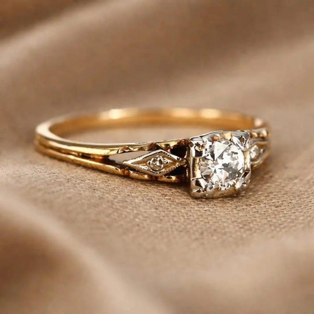 Vintage Zirkonia Feingoldring