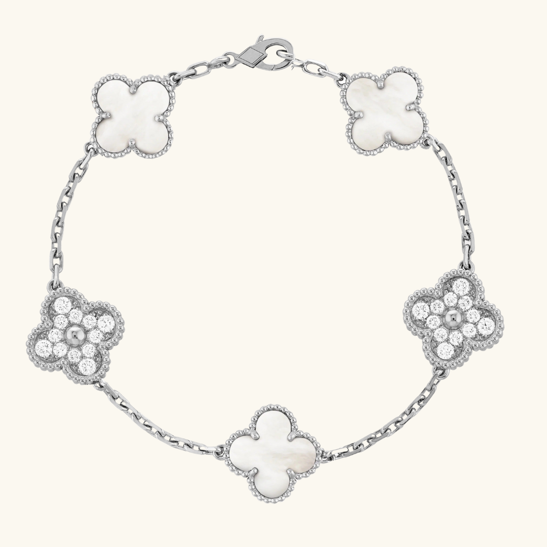 CLOVER | Armband Silber/Weiß Prestige